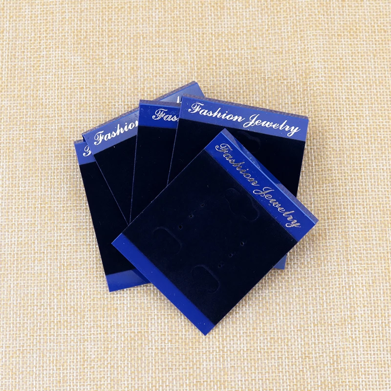 Темно-синий Пластик бархат Ювелирные серьги Дисплей карты 200 шт. 5*6 см ювелирные ценники для серьги Упаковка принять заказ логотипа