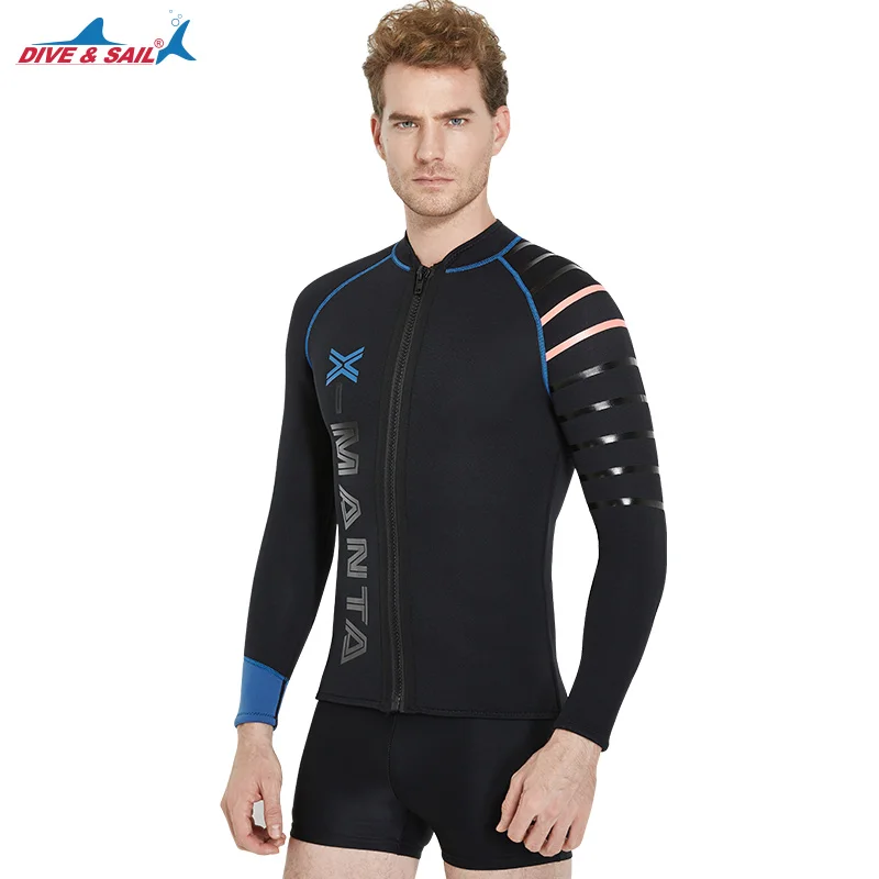 3mm Neoprene Men's Wetsuit Jacket Front Long Sleeve Full Zip Top Cool Man Snorkeling Diving Sucba Wet Suit Black Dive & Sail 3mm Neoprene Men's Wetsuit Jacket Front Long Sleeve Full Zip Top Cool Man Snorkeling Diving Sucba Wet Suit Black Dive & Sail