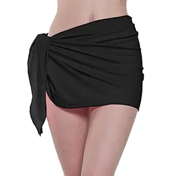 

2019 Summer Beach Solid Color Knotted Bodycon Mini Skirt Women Bikini Cover Up