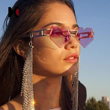 SHAUNA, классические, без оправы, женские, сердце, острые, солнцезащитные очки, модные, мужские, градиентные линзы, панк очки, UV400