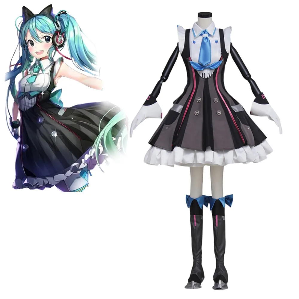 Cosplaydiy Аниме Vocaloid Miku Hatsune платье для танцев взрослых женщин и девочек нарядное