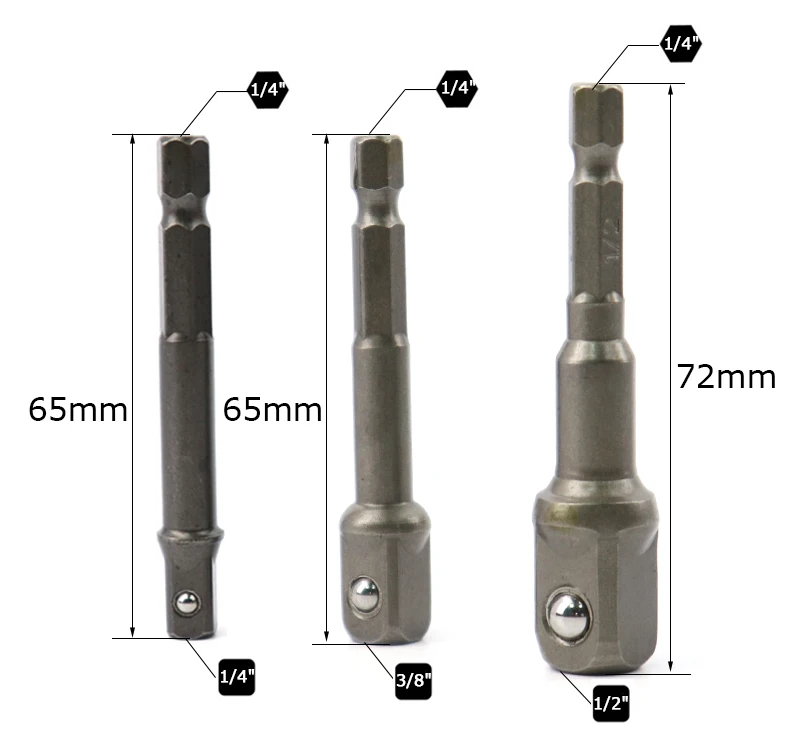 Гнездо адаптера биты 1/2 "1/4" 3/8 "Hex сверла Drive расширение стержня универсальный ключ конвертер для расширения дрель инструмент, аксессуары