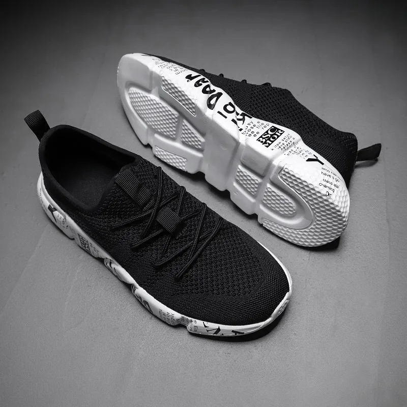 

2019 Breathable Summer Shoes Men Casual Fashion Summer Mesh Slip On Lightweight Sport Men Shoes Large Size Black 47