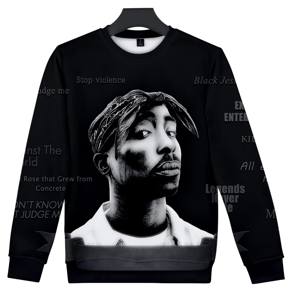 

Leisure HIP HOP 2Pac Rapper Sweatshirt Men's Sweatshirt 3D Print Long Sleeve Harajuku Makaveli Sweatshirt popular Men/Women