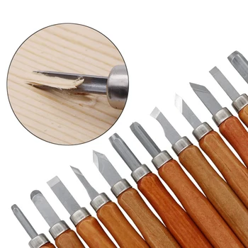 

12pcs/Set Wood Carving Chisels Knife For Basic Woodcut Working Handmade Rubber Stamps Hand Tools