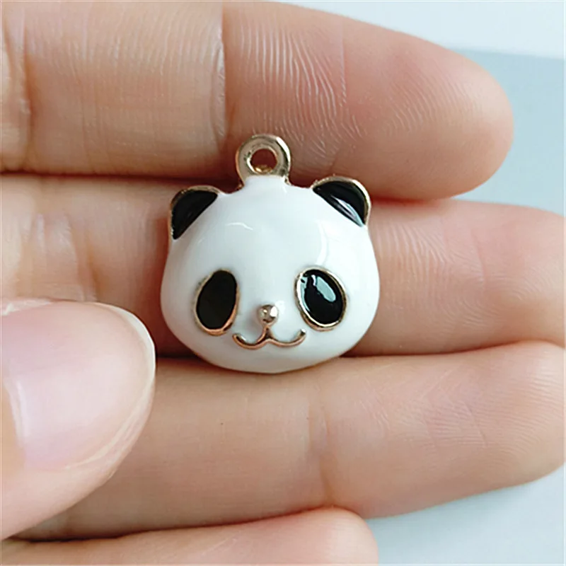 

2019 New 10pcs Enamels Cartoon Panda Charms DIY Handmade Hair Bracelet Necklace Earring Jewelry Accessories Pendant Material