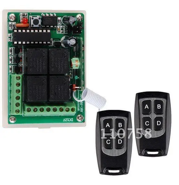 

NEW DC12V 4 CH RF Wireless Remote Control System / Radio Switch Transmitter/Receiver Momentary Toggle Latched For Light Lamp