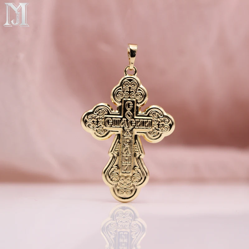 

JiaMu 585 rose gold crosses necklace christian charms 9 style pendant men's l chain jewelry necklace pendant free collocation.