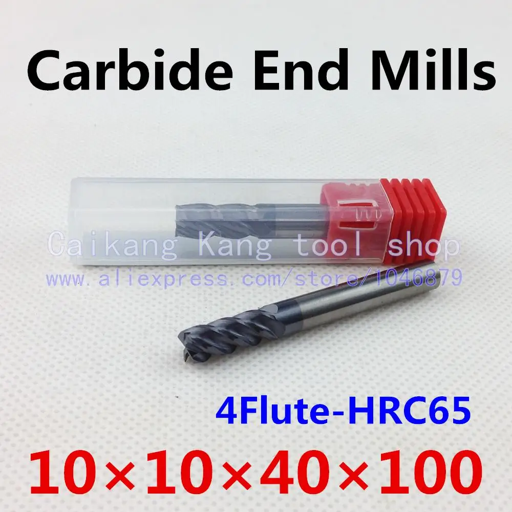 

New 4 Flute Head:10mm Tungsten steel cutter Carbide End mills CNC milling Highest cutting hardness: 65HRC 4F10*10*40*100mm