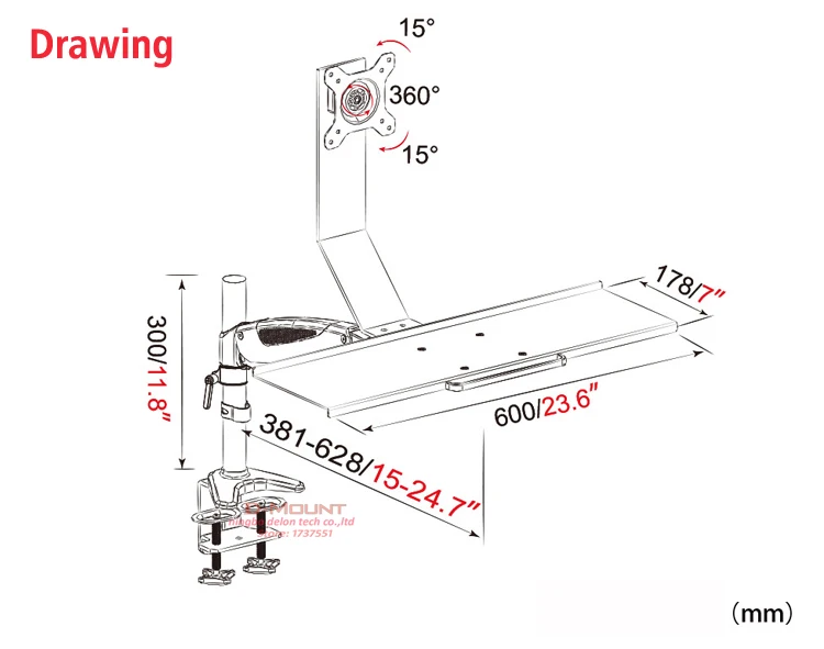 DL-JF07 مريح الألومنيوم جروميت الجدول المشبك كامل الحركة 13-27 \