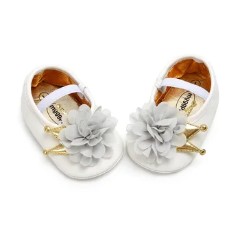 

First Walker Shoes Baby Shoes Beautiful Flowers Crown Princess Models Soft Bottom Toddler Shoes For Baby Girl