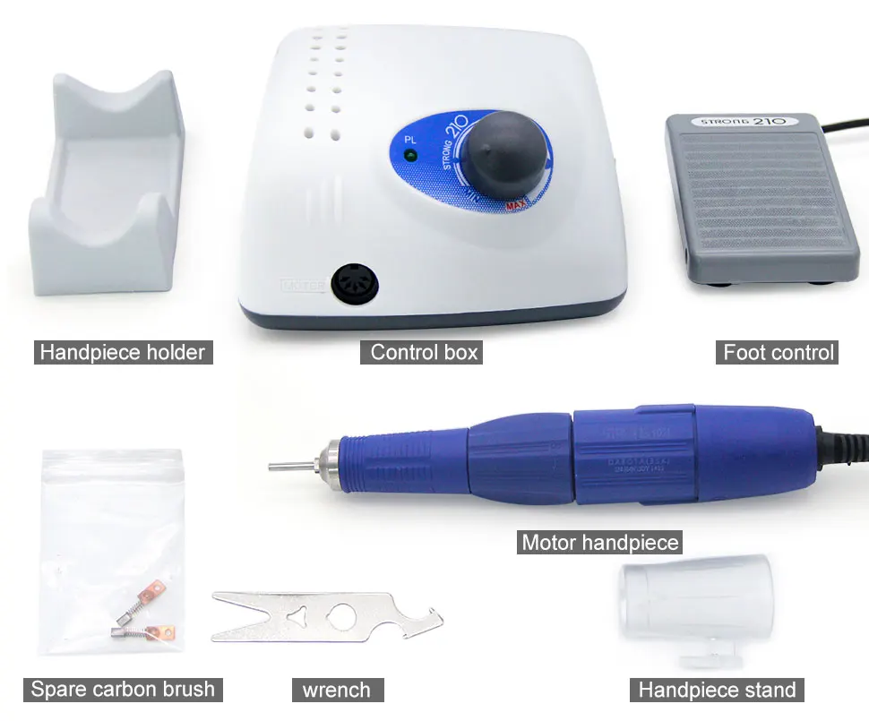 Kaufen LKE Neue 65W Starke 210 102L Bürstenlosen Nagel Bohrer Maniküre Maschine Pediküre Elektrische Starke 35000RPM Datei Bits Nägel kunst Ausrü