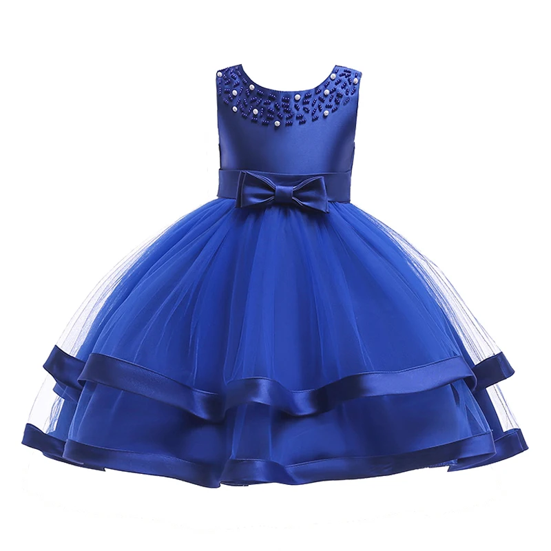 Новое летнее платье высокого качества для девочек детская одежда платье с цветами для девочек на свадьбу Вечернее платье с бисером вечерние платья для маленьких девочек на день рождения