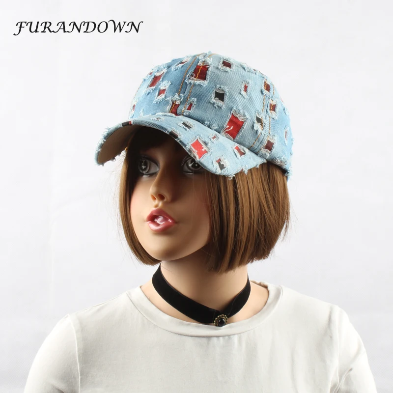 

2017 Fashion unisex Baseball Cap Patchwork Denim Cap With Holes Sports Hat cap Snapback caps Hat for women men Wholesale