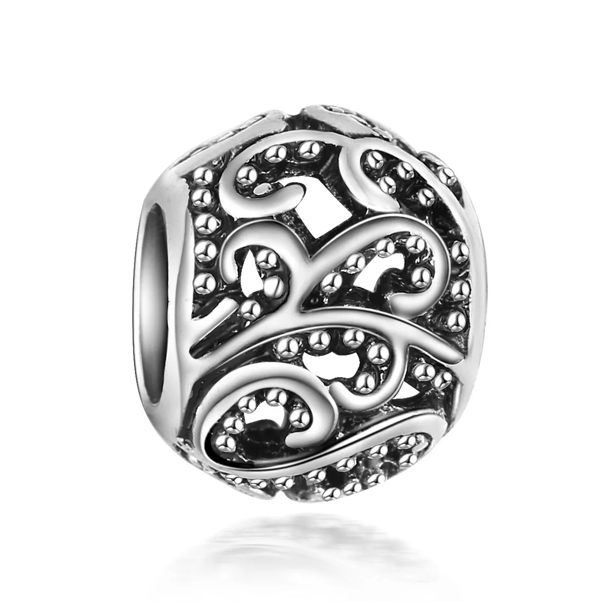 

New Round Silver Hole Loose Ancient Original European Beads Style Charms DIY Bead Fit Pandora Braclets ZAB250