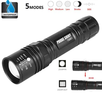 

LED lamp 5 modes 2017 Portable High Quality X800 XM-L T6 LED Tactical Zoomable Flashlight Torch Light Lamp+18650 + Charger