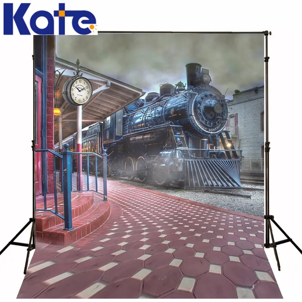 

10X10FT(300X300CM)Kate children Photography Backdrops Train Station Retro Photography Backdrops Photo Studio Custom Backdrop
