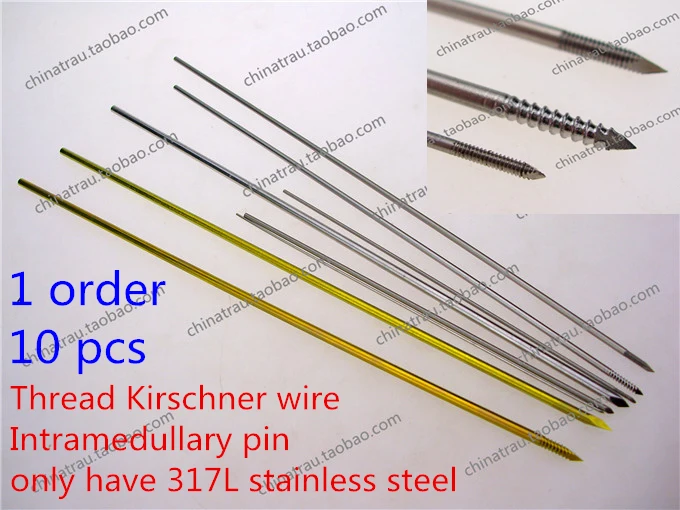 

Medical orthopedics instrument stainless steel K wires 1.0*120&1.2/1.5/1.6*150&1.2/2.0*200&2.5*250&2.5*320mm with screw thread