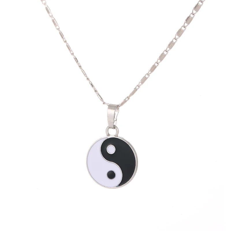 Женское и мужское ожерелье с кулоном Yin Yang Ba Gua Taichi цепочка в стиле панк для