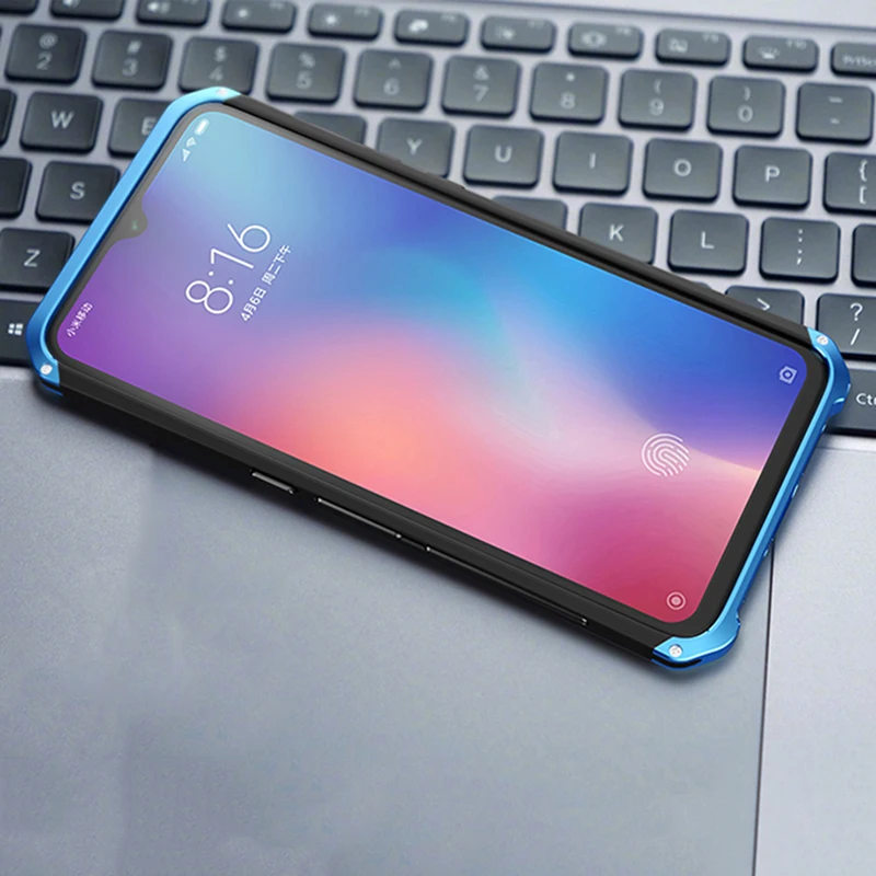 

Textured Anti-fall Metal Frame PC Back Plate For Xiaomi 9 MI MI9 Aluminum Alloy Mobile Bumper Case For Xiaomi Mi 9 Cover