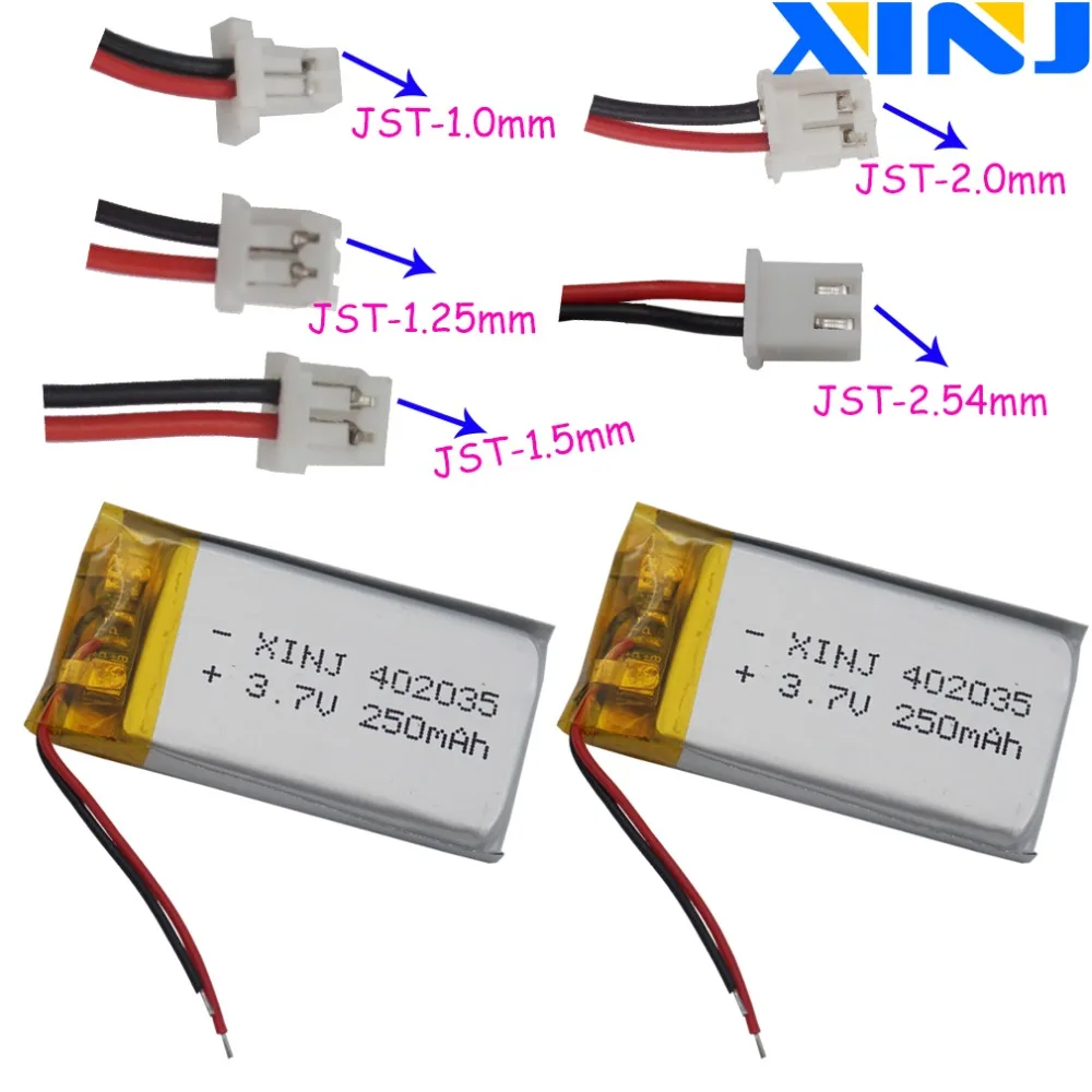 Литий полимерный аккумулятор XINJ 2 шт. 3 7 В 330 мА · ч 502035 2pin JST 1 0/1 25/1 5/2 0/2 54 мм для MP3 GPS