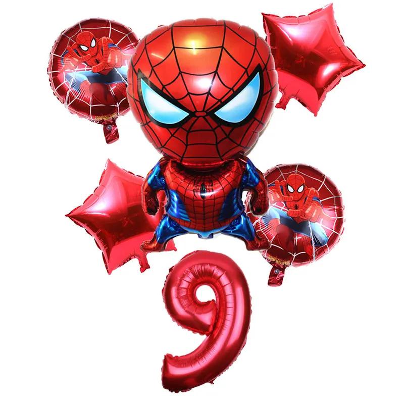 6 шт./партия 32-дюймовый номер 1-9 лет Человек-паук гелиевый воздушный шар с изображением Человека-паука супергерой Мстители День рождения воздушные шары украшения