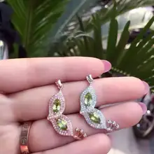 Натуральный Зеленый Перидот кулон S925 стерлингового серебра натуральный оливин кулон Цепочки и ожерелья Модные с милыми рисунками лисы глаза женские вечерние ювелирные изделия