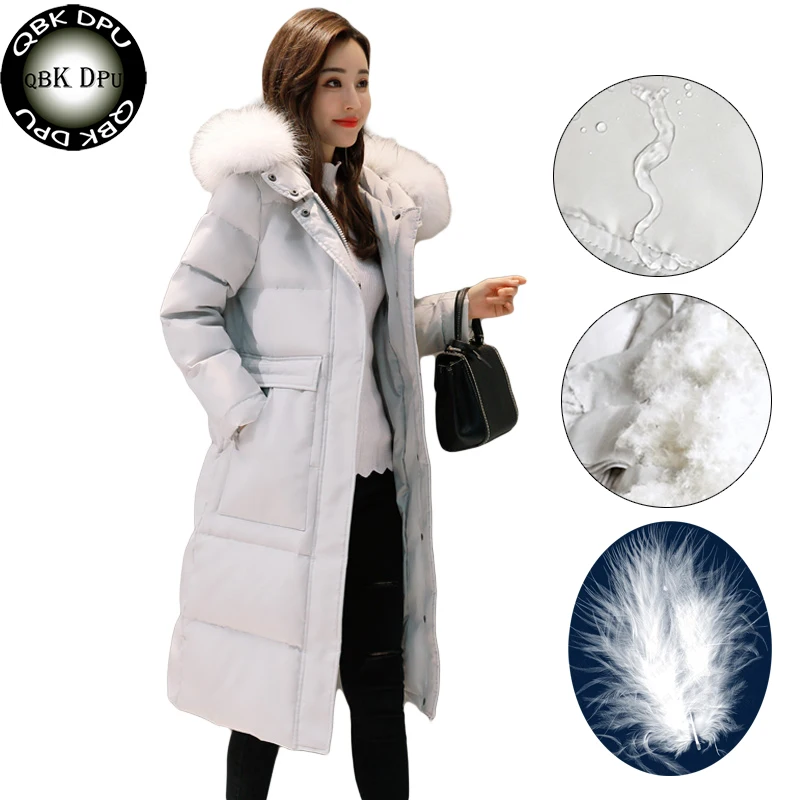 

Women's white duck down coat winter 2018 New arrival Ladies Real Fur Collar Warm long Parkas Chaqueta Mujer