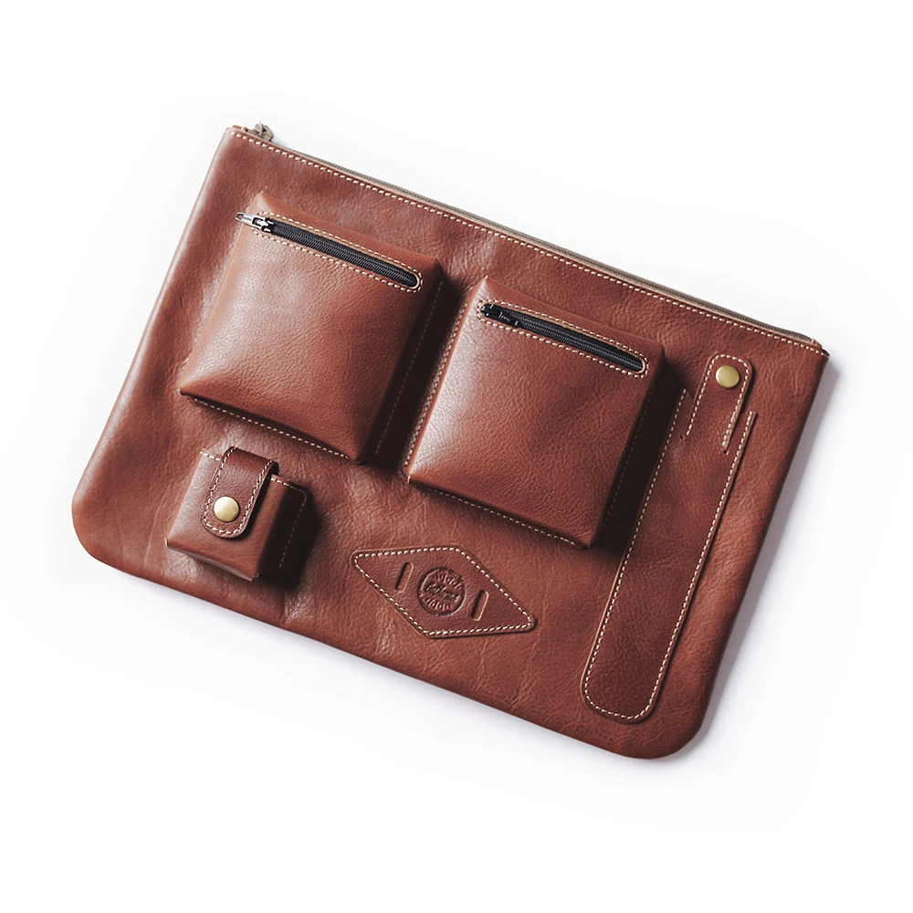 

Leather Case for MacBook 13.3 Clutch Bag Men Genuine Leather Cover for iPad pro 12.9 with Pen Holder Laptop Bag Case Leather