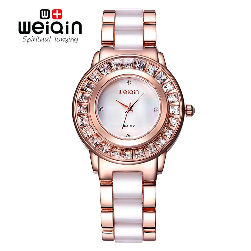 

WEIQIN Rhinestone Rose Gold Wrist Watch Women Dress Luxury Top Brand Fashion Ladies Watch 2016 Analog Quartz-Watch Woman Watch
