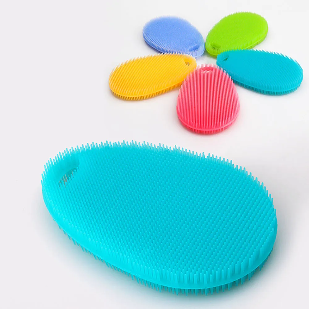 

Durable 2Pcs Silicone Dish Washing Sponge Scrubber Kitchen Cleaning antibacterial Tool Washing Home Handheld Clean Tool Smudge