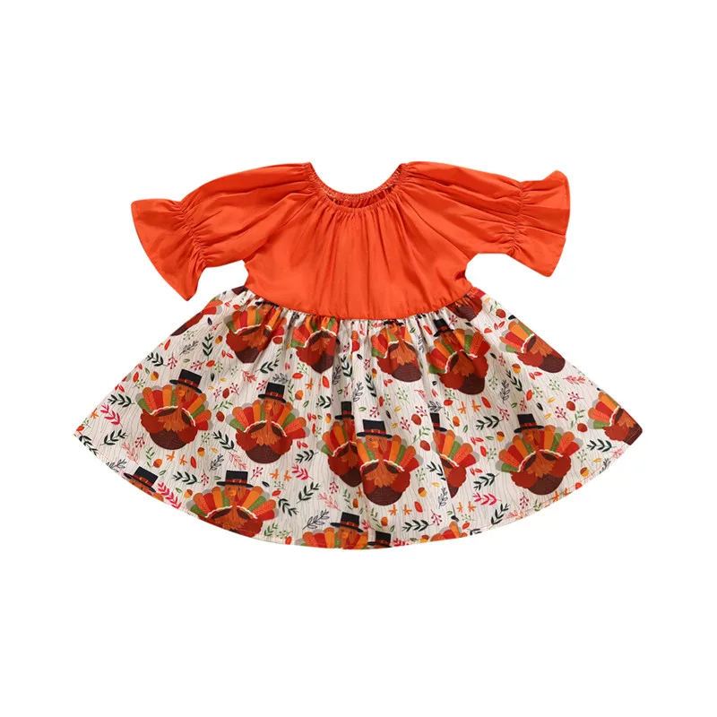 

pudcoco 0-5Y Kid Baby Girl Thanksgiving Dress Girls Turkey Print Party Pageant Dresses Clothes dress for girl