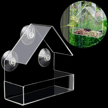 

Free delivery Creative Pet Bird feeder Clear Window Squirrel Proof Bird Feeder Window bird feeders new