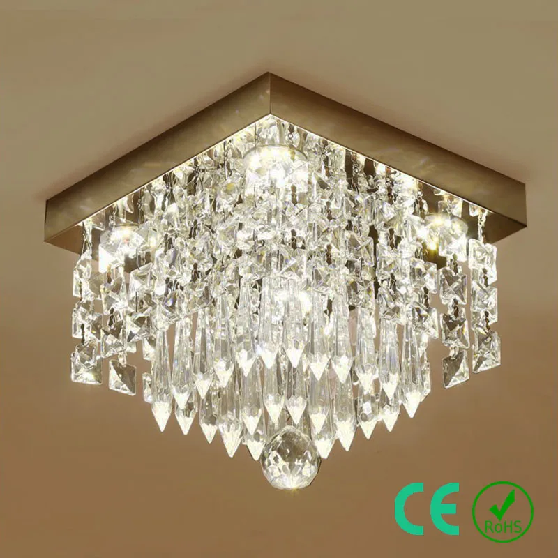 

Chandelier light LED E14 k9Crystal Metal base Square Lamp Bedroom Foyer Aisle Restaurant Hotel Rosh CE Custom Designed