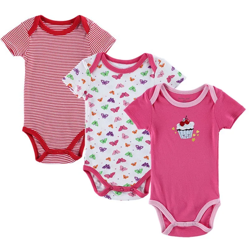 1524610 BABY BODYSUITS 3PCS 100%Cotton Infant Body Bebes Short Sleeve Clothing Similar Carters Jumpsuit Printed Baby Boy Girl Bodysuits