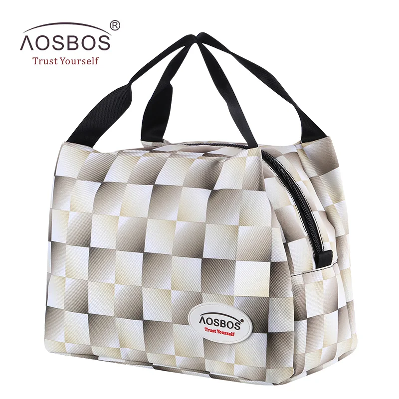 AOSBOS многоразовая Изолированная Термосумка для обеда для женщин и мужчин, многофункциональная 6л сумка-холодильник и теплый контейнер для обеда, герметичная водонепроницаемая сумка - Цвет: yellowgrid L