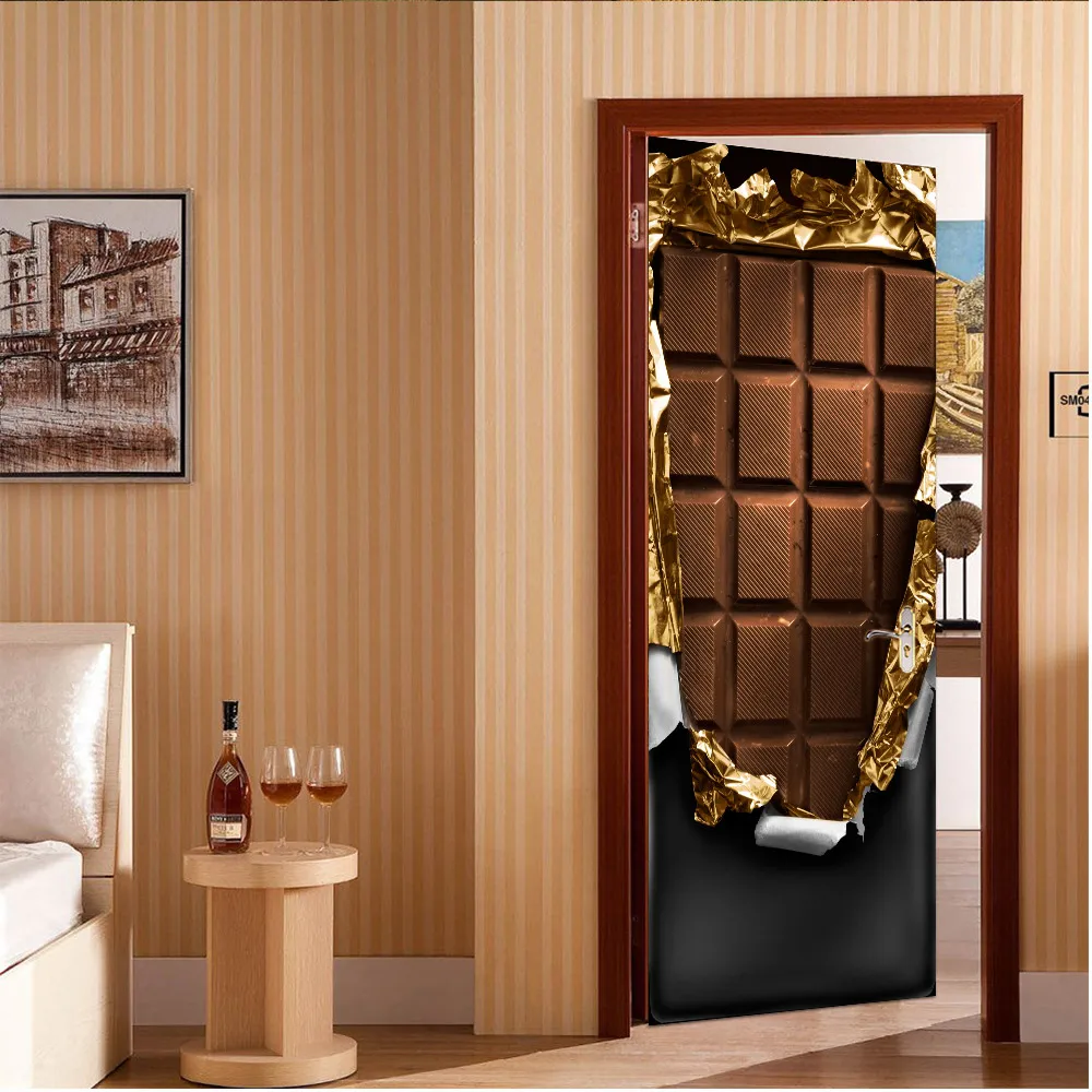 Новые Креативные 3D двери шоколадные наклейки на дверь плакат самоклеющиеся DIY декоративная Водонепроницаемая Наклейка на стену фрески обои на дверь