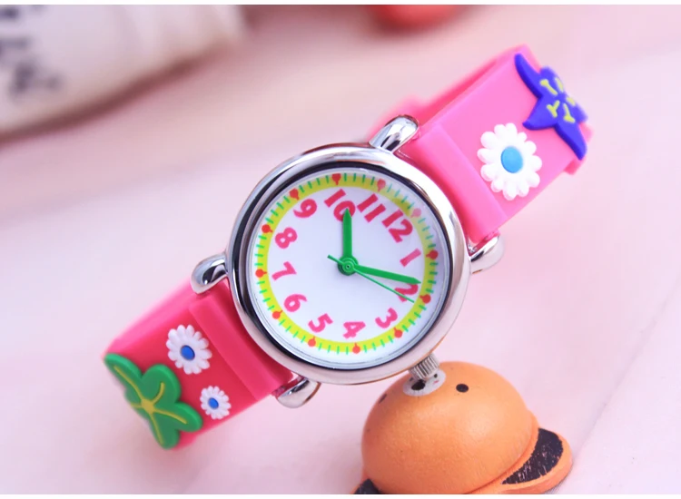 

Summer Children Crystal Girl Fashion Silicone Watch 3D Cartoon Coconut Tree Youngest Student Birthday Gift Waterproof Watch