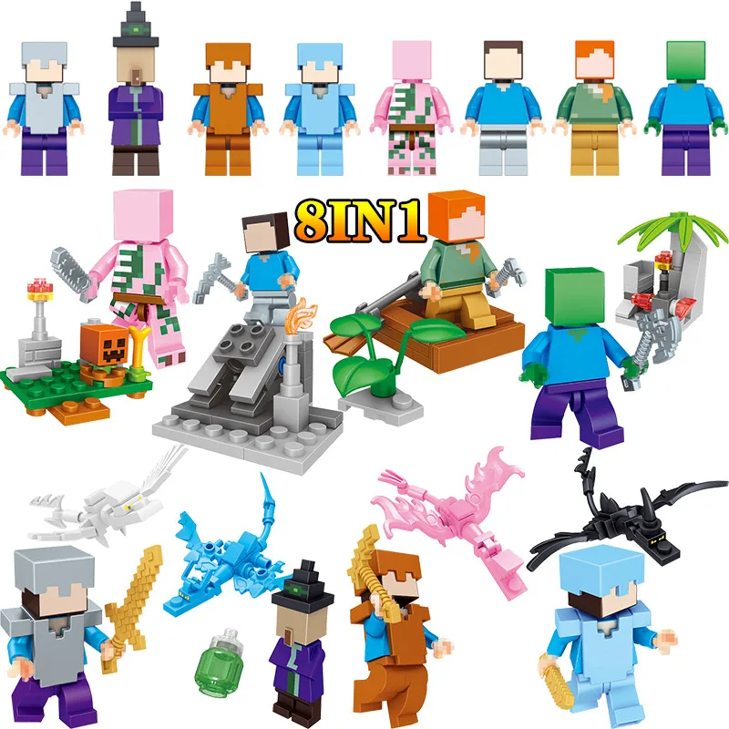 

My World Compatible LegoINGLYS Action Figures Blocks Steve Minecrafted Zombie Set Bricks Enlightening Fun Toys For Children