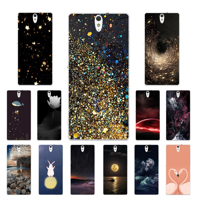 Soft TPU Back Case for Sony Xperia C5 Phone Golden Printing Cover Ultra/E5553/E5506 Silicon Shell |