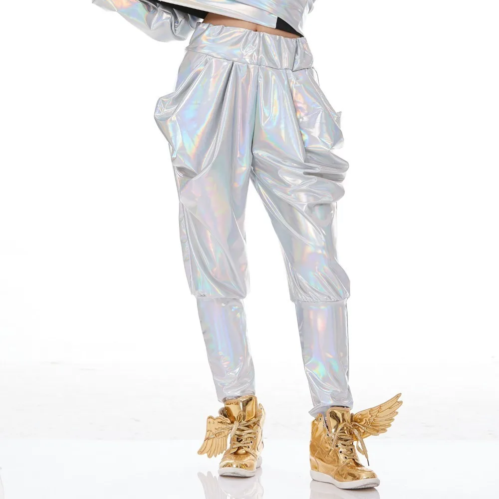 Детские шаровары для взрослых, танцевальные штаны в стиле хип-хоп, детская одежда, спортивные штаны, спортивные костюмы, флуоресцентные белые обтягивающие брюки - Цвет: Fluorescent White