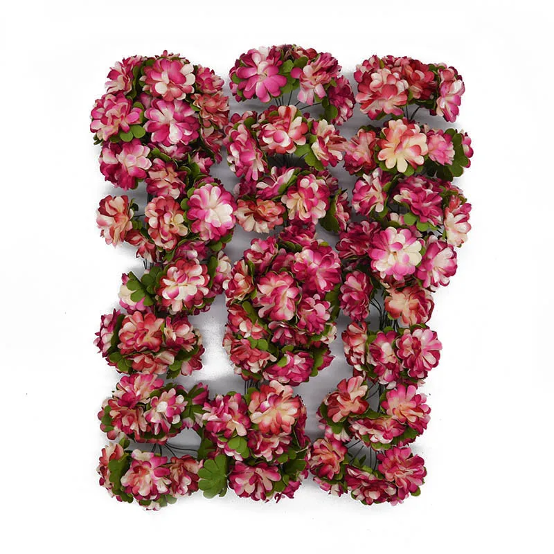 144 шт 3 см бумажные розы Искусственные цветы Свадебные украшения мини букет ручной работы маленькие вечерние цветы для скрапбукинга Сделай Сам Азалия - Цвет: plum