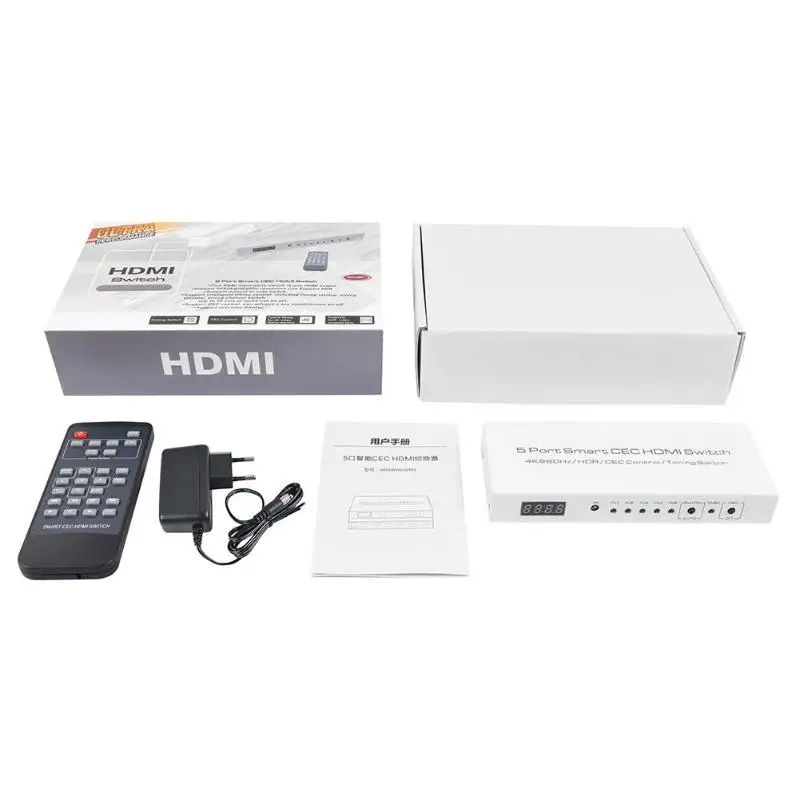 Мини-Коммутатор HDMI 4K 5 портов HDMI Интеллектуальный Практичный Прочный Переключатель Селектор сплиттер с пультом дистанционного управления 159X63,9X22 мм
