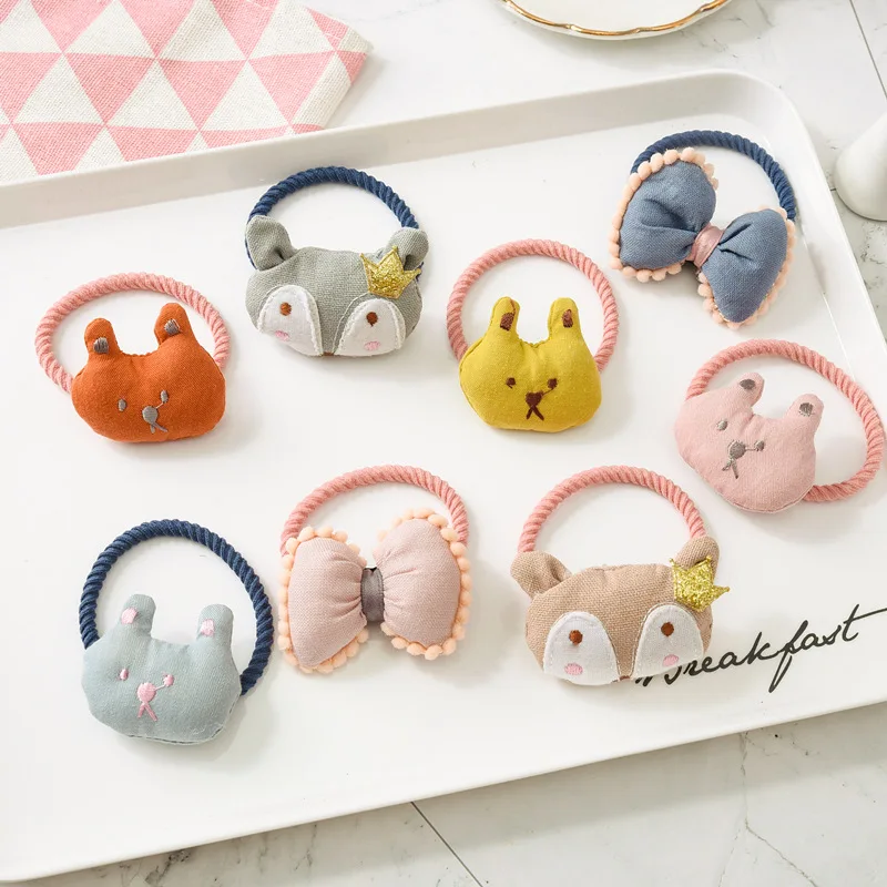 

Cute animal doll doll bow female baby head rope hair ring jewelry rubber band fabric gift princess hair accessory