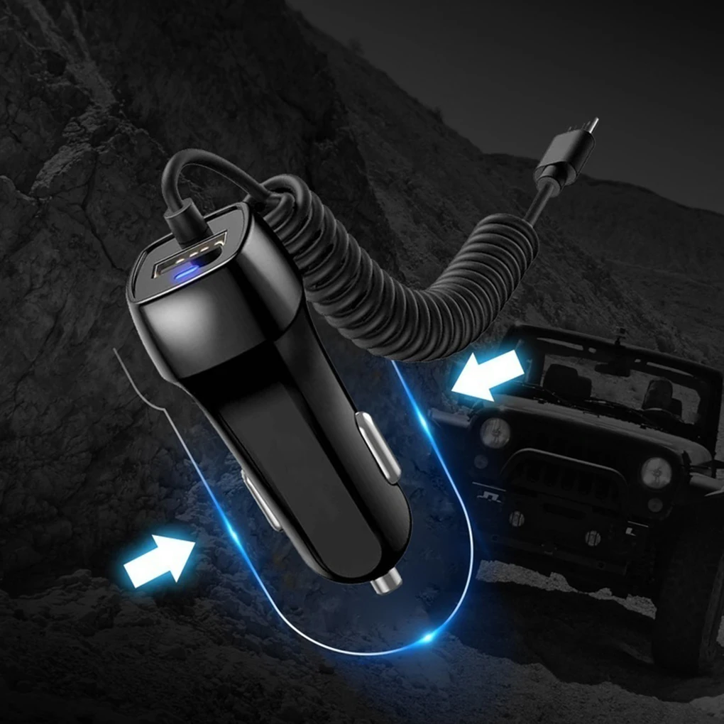 Универсальное автомобильное зарядное устройство с кабелем USB для мобильного