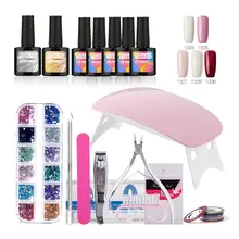 ROSALIND набор гелей для ногтей с инструменты для ламп 10 мл гель лак для ногтей базовый топ Набор для маникюра дизайн наращивание ногтей УФ светодиодный гель лак
