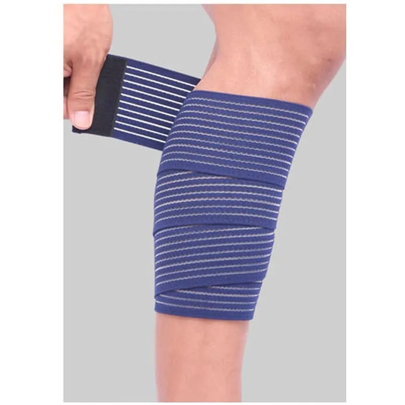 90cm Sport Fitness Bandage Shin Guard Lower Leg Knee Pads Support Guard Basketball Belt Band Kneepad Multi Purpose For Men Women - Цвет: Blue