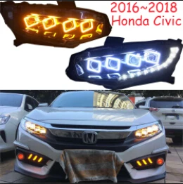 2018y автомобильный Бумер головной свет для Honda Civic фара 10th автомобильные аксессуары светодиодный DRL HID ксенон, противотуманная фара для Civic - Цвет: Model1 style