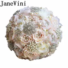 JaneVini luxusní svatební kytice pro svatbu s perly korálkový hedvábný květ růžový nevěsta doplňky kytice De Mariage Artificiel