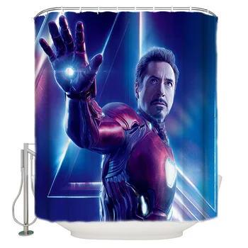 

Superhero Superman Movie Endgame Shower Curtain Mat Polyester Fabric with 12 Hooks Waterproof